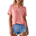 thumbnail image 2 of Womens Tees Short Sleeve Crewneck Oversized T Shirts Casual Loose Fit Lightweight Summer Tops Everyday Outfit, 2 of 5