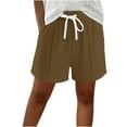 thumbnail image 2 of Byworldtasic Women's Elastic Waist Knee Length Bermuda Shorts with Drawstring Comfort-Fit Casual Shorts, 2 of 6