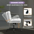 thumbnail image 4 of Criss Cross Legged Chair Ergonomic Home Office Desks Chair with Casters, Armless Wide Comfy Vanity Desk Seat Swivel Rolling Computer Chair, Adjustable Height, Rocking Function, Beige, 4 of 9