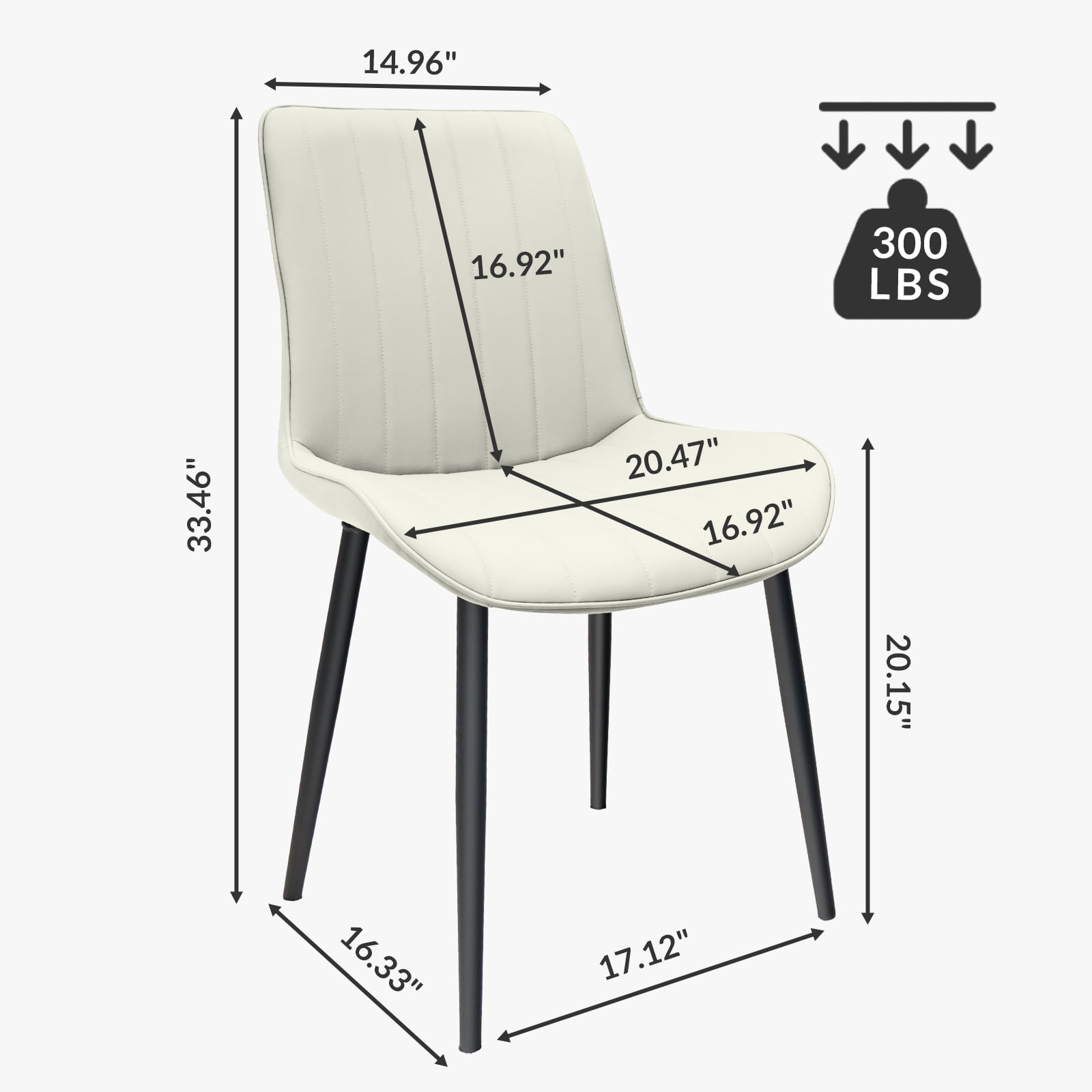 MAYEERTY White Red PU Leather Dining Chairs with Metal Legs, Wave Pattern Upholstered Armless Chair Set of 2 for Kitchen, Restaurant, Living, Meeting Room