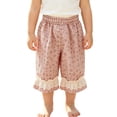 thumbnail image 5 of SGMVNU Little Girls Floral Print Cotton Pants Summer Lightweight Casual Loose Fit Trousers with Ruffle Lace , Size 1-2 Years, Pink-Floral, 5 of 6