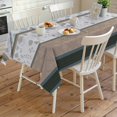 thumbnail image 4 of Brown Geometric Rectangle Tablecloth, Stripes Boho Spring Flowers Pastoral Country Waterproof & StainResistant Tablecloth, Washable Oil-proof Table Cover for Dining/Party/Wedding/Buffet 60x120 In, 4 of 9