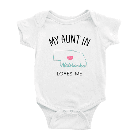 

My Aunt In Nebraska Loves Me Baby Short Sleeve Romper Bodysuits 0-3 Months