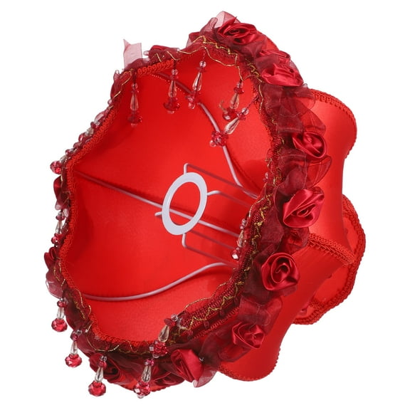 GOOHOCHY 1Pcs Red Cloth Lamp Cover for Floor Lamp with Tassels 12.58X12.58X9.04in