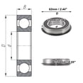 thumbnail image 4 of Unique Bargains 6007NR2RS Deep Groove Ball Bearings 35x62x14mm P0 Double Rubber Seal Lubricated Bearings 1 Pc Car Scooter Skateboard Wheel Universal Silver Tone Black, 4 of 6