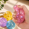 thumbnail image 3 of Coconut Oil Squishy with shiny flower and star sequins, Coconut Oil Slow Rising Squeeze Stress Ball Clear Jelly Bubblegum Texture Coconut Oil Squishy Toy,Pink, 3 of 4