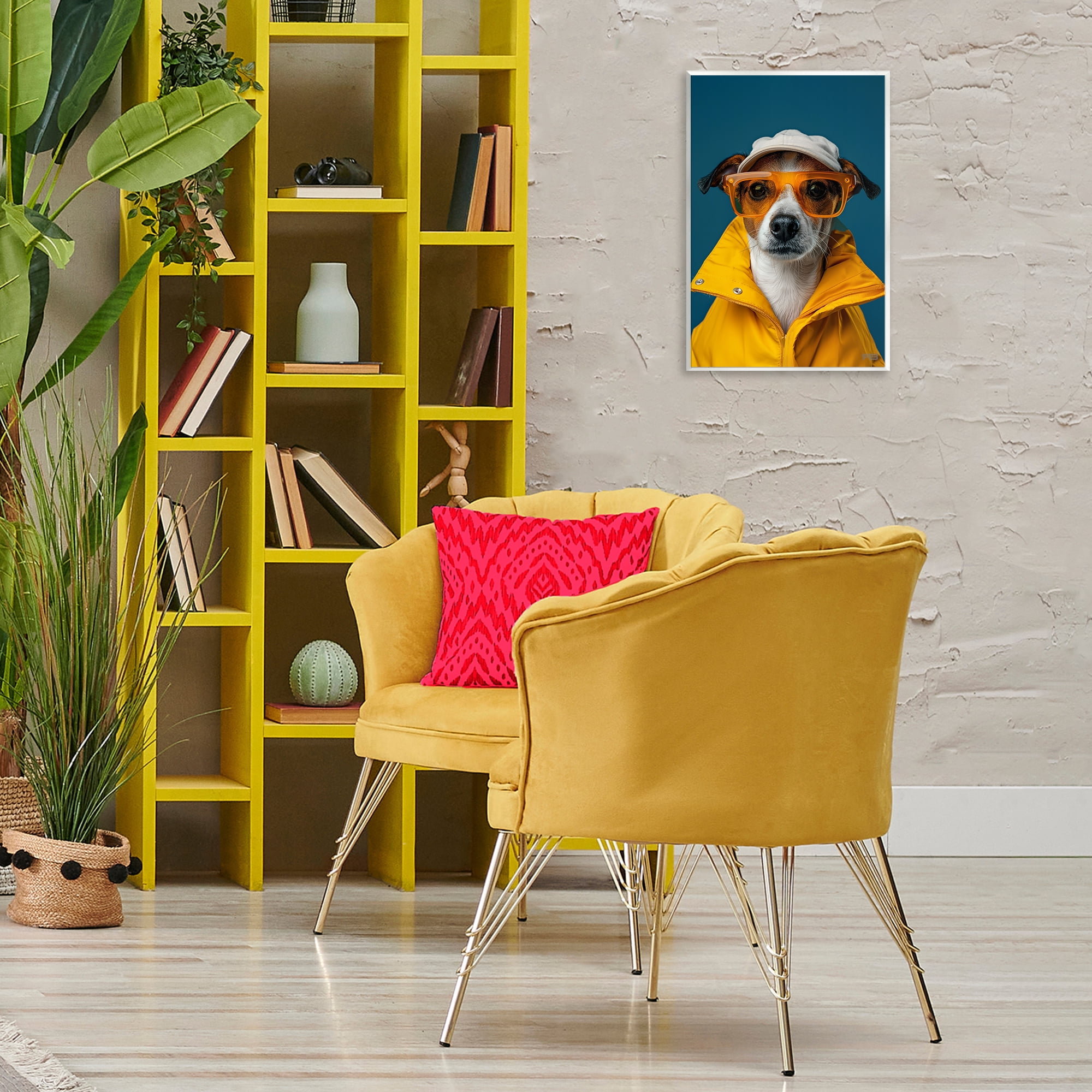 Stupell Industries Trendy Dog Friend Animals & Insects Painting Unframed Art Print Wall Art, 13 x 19