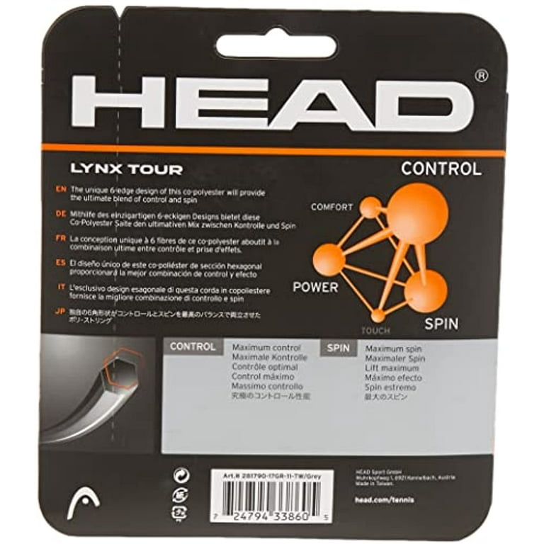 HEAD Lynx Tour Tennis String (Grey, 17g) 