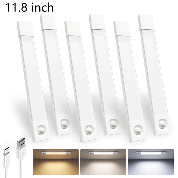 EZVALO Under Cabinet Lights, Wireless LED Closet Lights with Motion Sensor, USB Rechargeable, 3 Color Temps, Magnetic Mount for Kitchen, Pantry, 6-Pack