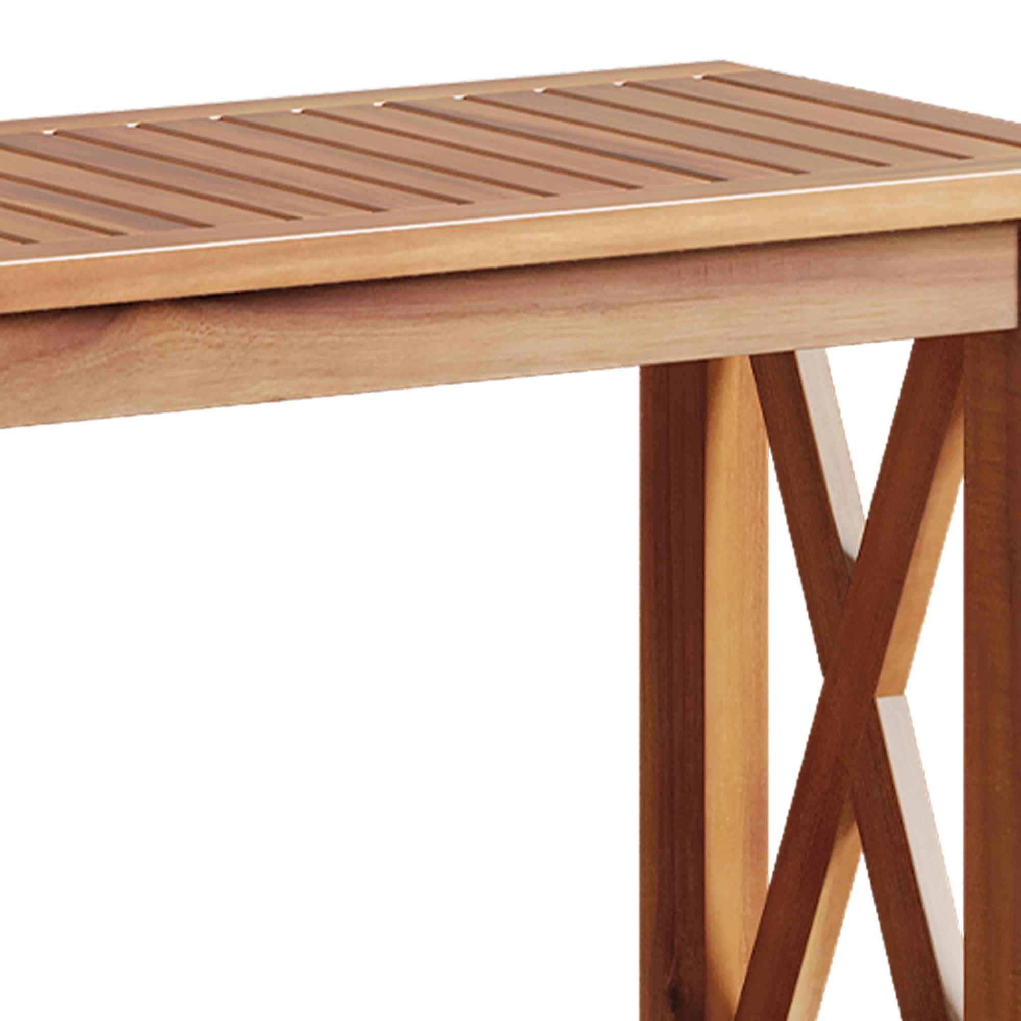 Uforic 39.4" Outdoor Console Table with Storage Shelves, Weatherproof Wood Side Table, Natural