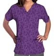 thumbnail image 2 of EGNMCR Hauts de Sarrau d'Infirmière pour Femmes, Imprimé d'Halloween, Uniforme de Travail à Manches Courtes, Col en V, Blouse T-shirt de Tenue de Travail avec Poches, Costumes d'Halloween, 2 of 5