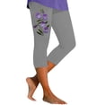 thumbnail image 2 of Women's Casual Pants Women'S Fashion Casual Floral Print High Waist Elastic Capri Pants Leggings,Gray Women's Casual Pants L, 2 of 7