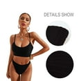 thumbnail image 3 of Women Bikini Set Solid Color Sexy Triangle Two Piece Swimsuit - Black, 3 of 6
