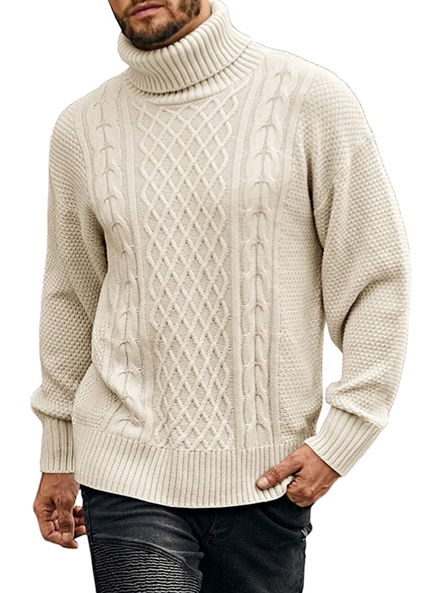 Avamo Mens Turtleneck Pullover Sweater 