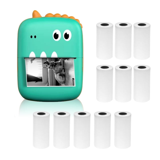 Mini Imprimante Thermique Multifonction Portable Fabricant d'Autocollants Photo Sans Encre Support Connexion BT pour Téléphone Intelligent avec 11 Rouleaux de Papier 57mm Compatible avec iOS