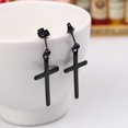 thumbnail image 2 of Pendientes colgantes Sunnimix Hip Hop Punk 316L Acero inoxidable Negro Aretes de crucifijo, 2 of 7