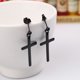 thumbnail image 2 of Pendientes colgantes Sunnimix Hip Hop Punk 316L Acero inoxidable Negro Aretes de crucifijo, 2 of 7