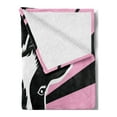 thumbnail image 2 of Goat Soft Flannel Fleece Blanket, Graphic Monochrome Goat Head Artwork on Radiating Lines Starburst Pattern, Cozy Plush for Indoor and Outdoor Use, 50" x 60", Black White Baby Pink, by Ambesonne, 2 of 5
