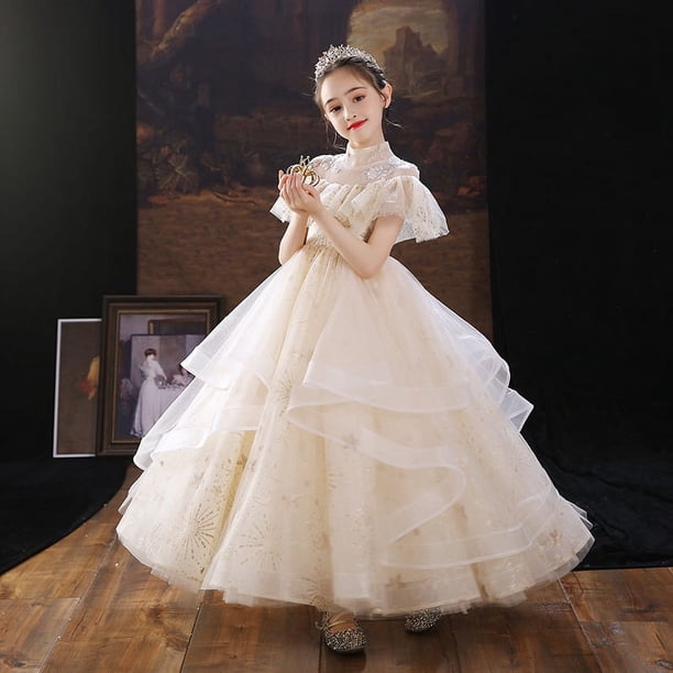 Vestido de pasarela para niños, vestido de princesa anfitriona, vestido de niña de las flores, boda, niña, cumpleaños de niña, hilo hinchado