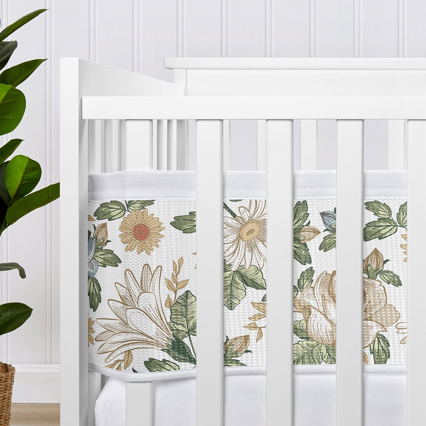 Sweet Jojo Designs + BreathableBaby Vintage Floral Blue and Yellow Girl Breathable Mesh Crib Liner