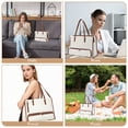 thumbnail image 7 of Leather Work Tote Bag, Insulated Lunch Tote with Food-Grade Liner, Large Capacity Cooler Bag for Office Picnic Travel, Professional Leather Lunch Box Purse, 16.5 Inch, White and Brown Shoulder Strap, 7 of 7