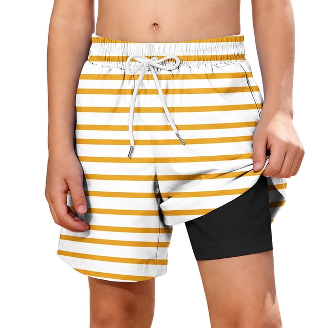 Zpanxa Boys Polyester Shorts Print Pattern with Double Layer Pockets Elastic Waistband Beach Sports Shorts 7 Years