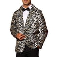 thumbnail image 4 of INSPIRE CHIC Animal Printed Blazer for Men's Slim Fit One Button Sports Coats M Khaki, 4 of 5