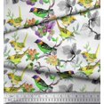 thumbnail image 2 of Soimoi Polyester Crepe Fabric Floral & Sparrow Bird Decor Fabric Printed Yard 42 Inch Wide, 2 of 3