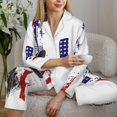 thumbnail image 6 of Fuzoiu Patriotic Skull Art Print Women's Long-Sleeved Pajama,Lounge Button Down Nightwear,Womens Notch Collar Pajama Set-XX-Large, 6 of 7