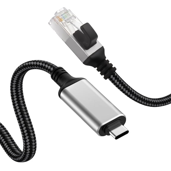Dutevolns USB-C RJ45 Ethernet Adapter Cable 6.6 ft, Nylon Braided Gigabit Network Cord for MacBook, Smartphone, PC
