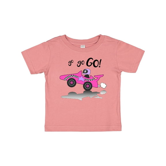 Inktastic Go Go Go Pink Racing Car Boys or Girls Baby T-Shirt