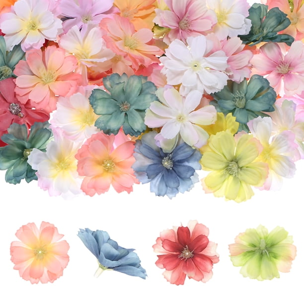 Uxcell 50 Paquete Cabezas de Flores Artificiales Cabeza de Ciruelo de Seda Falsa Multicolor