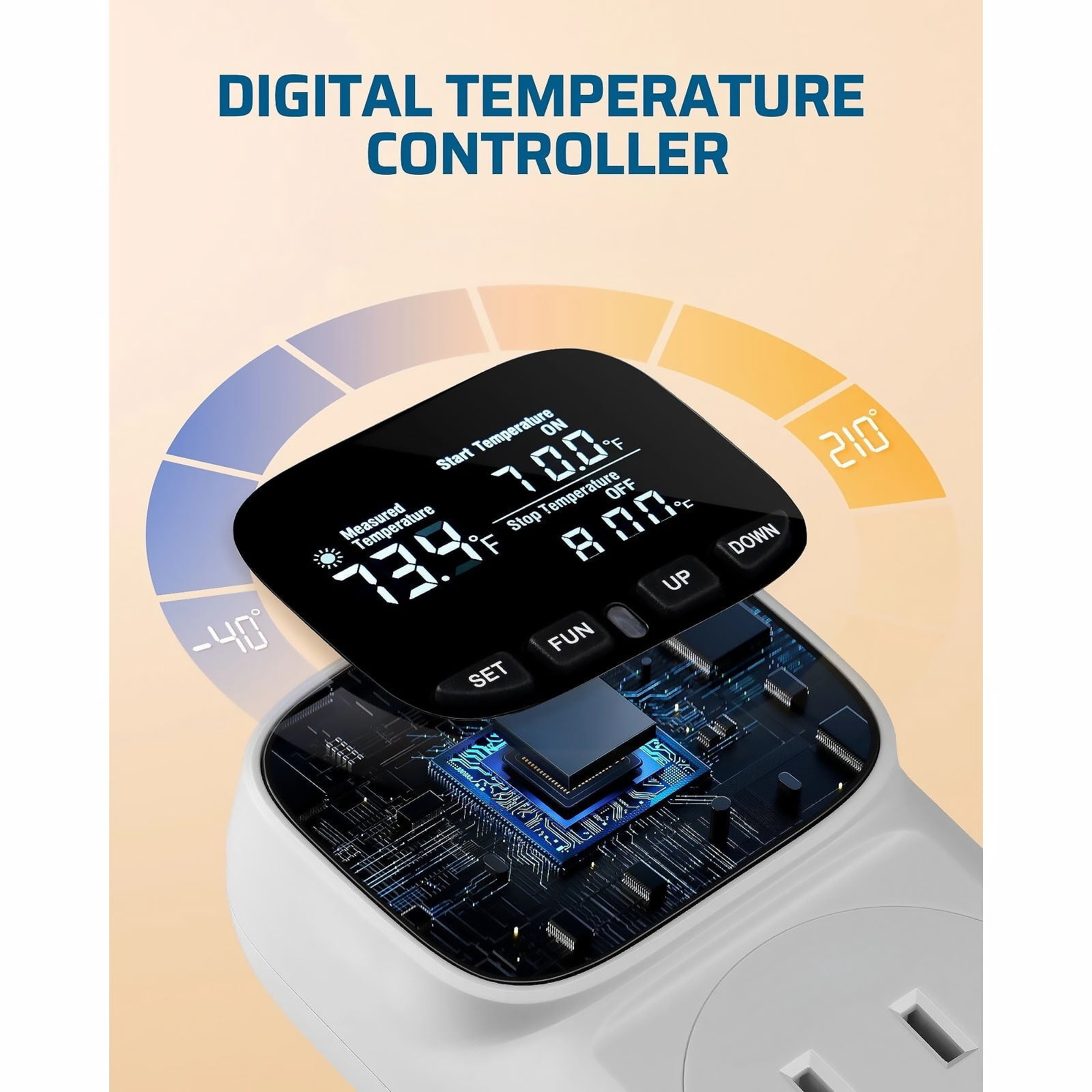 GUYUTING Digital Temperature Controller For Home Brewing Incubators 16A 1800W Heating Cooling VA Display Power Memory
