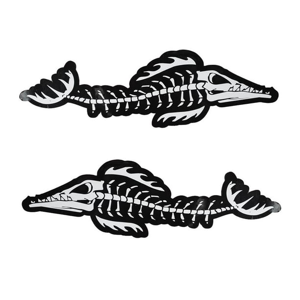 2x 2 Pieces Durable Large Skeleton Fish Bone Stickers Decals For