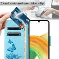 thumbnail image 5 of Allytech Galaxy A35 Wallet Case,  PU Leather Butterfly Embossed Flip Folio Stand Protective Shockproof Cards Holder Hand Wrist Bumper Phone Case Cover for Samsung Galaxy A35 - Blue, 5 of 7