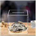 thumbnail image 3 of Caja de ahorro de dinero de acrílico transparente para ahorro de efectivo, banco para adultos que no se puede abrir para dinero real, banco de monedas, tarro de cambio transparente, 12*12CM, 3 of 5