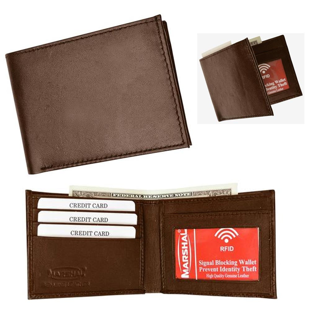 1 RFID Blocking Men Leather Bifold Wallet Removable ID Card Passcase