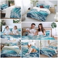 thumbnail image 5 of 3 Piece Blue Teal Coastal Duvet Cover Set Twin Size, Microfiber Comforter/Quilt Cover with Corner Ties and 2 Pillowcases, Sea Nautical Ocean Summer Beach All Season Soft Bedding with Zipper Closure, 5 of 8