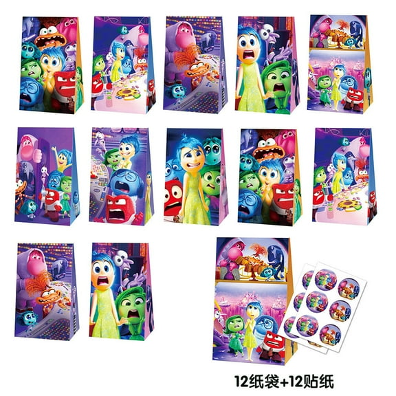 12PCS Inside Out Gift Bags Candy Bags Party Supplies for Kids Birthday Party