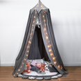 thumbnail image 1 of Tienda de campaña con forma de cúpula con borlas para niños, instalación sin perforaciones, cortina para la cama, repisa para la cama, mosquitera artesanal de algodón lavable con agua, 1 of 2