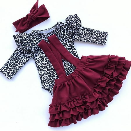 

Ma&Baby Christmas Toddler Baby Girl Leopard Romper Tops Dress Skirt Outfits Set 0-24 Months