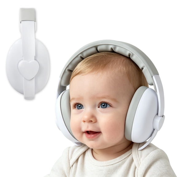 Baby Noise Reduction Earmuffs, Heart‑Shape Adjustable Hearing Protection Earmuffs for Newborn Infant Toddler 0‑36 Months, for Concert, Travel, Fireworks & Sports Events