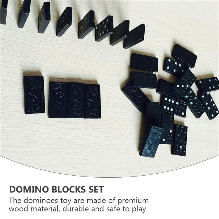 Domino blocks set 3 Sets Black Wooden Domino Blocks Set Stacking Toy Blocks  Domino Board Games 