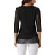 thumbnail image 3 of INSPIRAR CHIC Blusa de Mujer con Cuello en V, Manga 3/4, Dobladillo Asimétrico, Ligera y Casual, Color Negro, 3 of 5