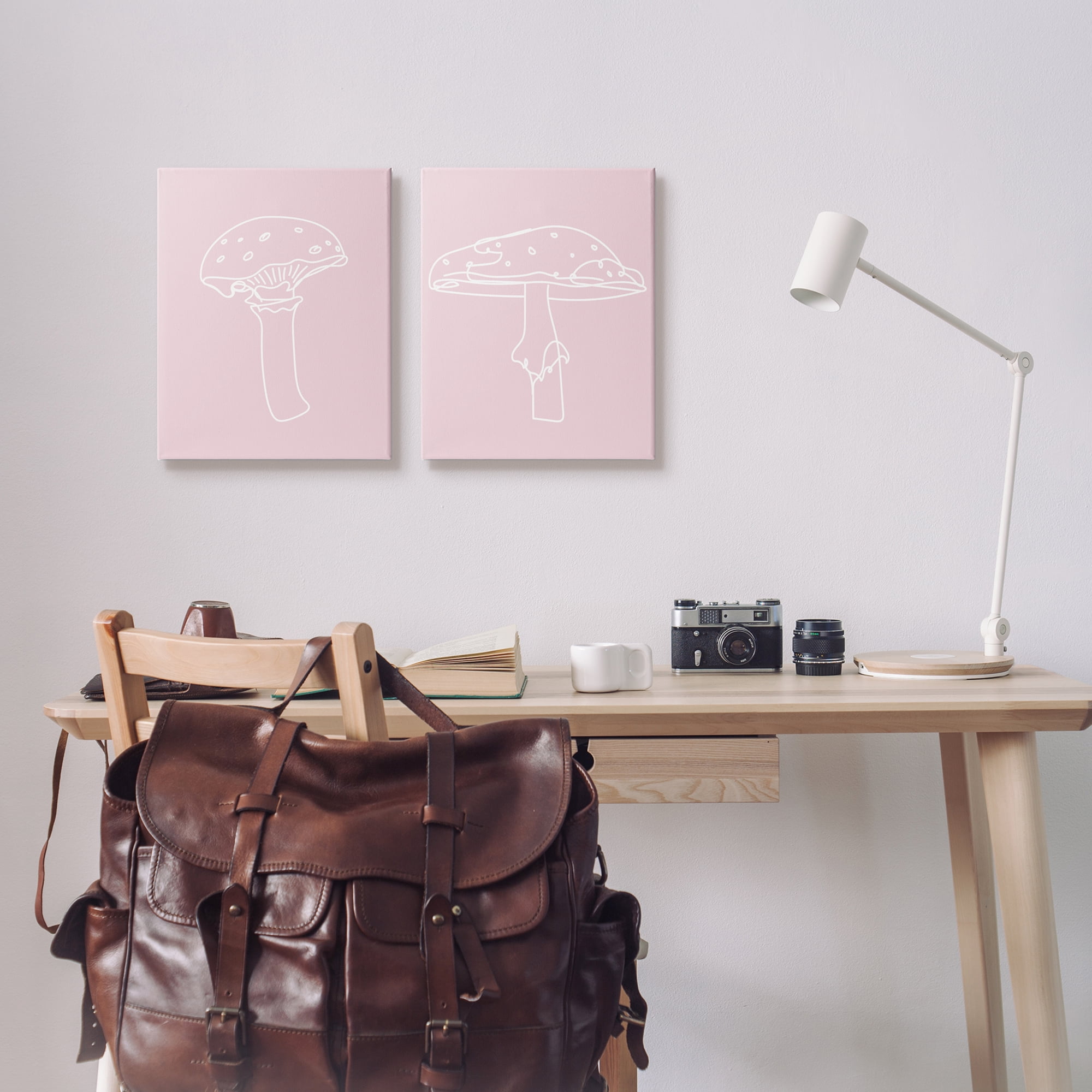 Stupell Industries Pastel Mushroom Doodles Botanical & Floral Painting Gallery Wrapped Canvas Art Print Wall Art, 16 x 20, Set of 2