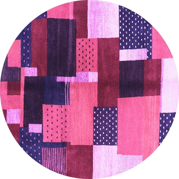 Ahgly Company Indoor Round Abstract Purple Contemporary Area Rugs, 5' Round