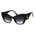 thumbnail image 2 of Womens Heart Brooch Jewel Thick Plastic Cat Eye Diva Sunglasses Black Smoke, 2 of 4