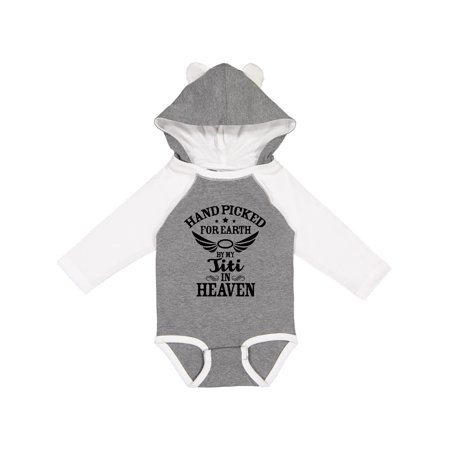 

Inktastic Handpicked for Earth By My Titi in Heaven with Angel Wings Gift Baby Boy or Baby Girl Long Sleeve Bodysuit