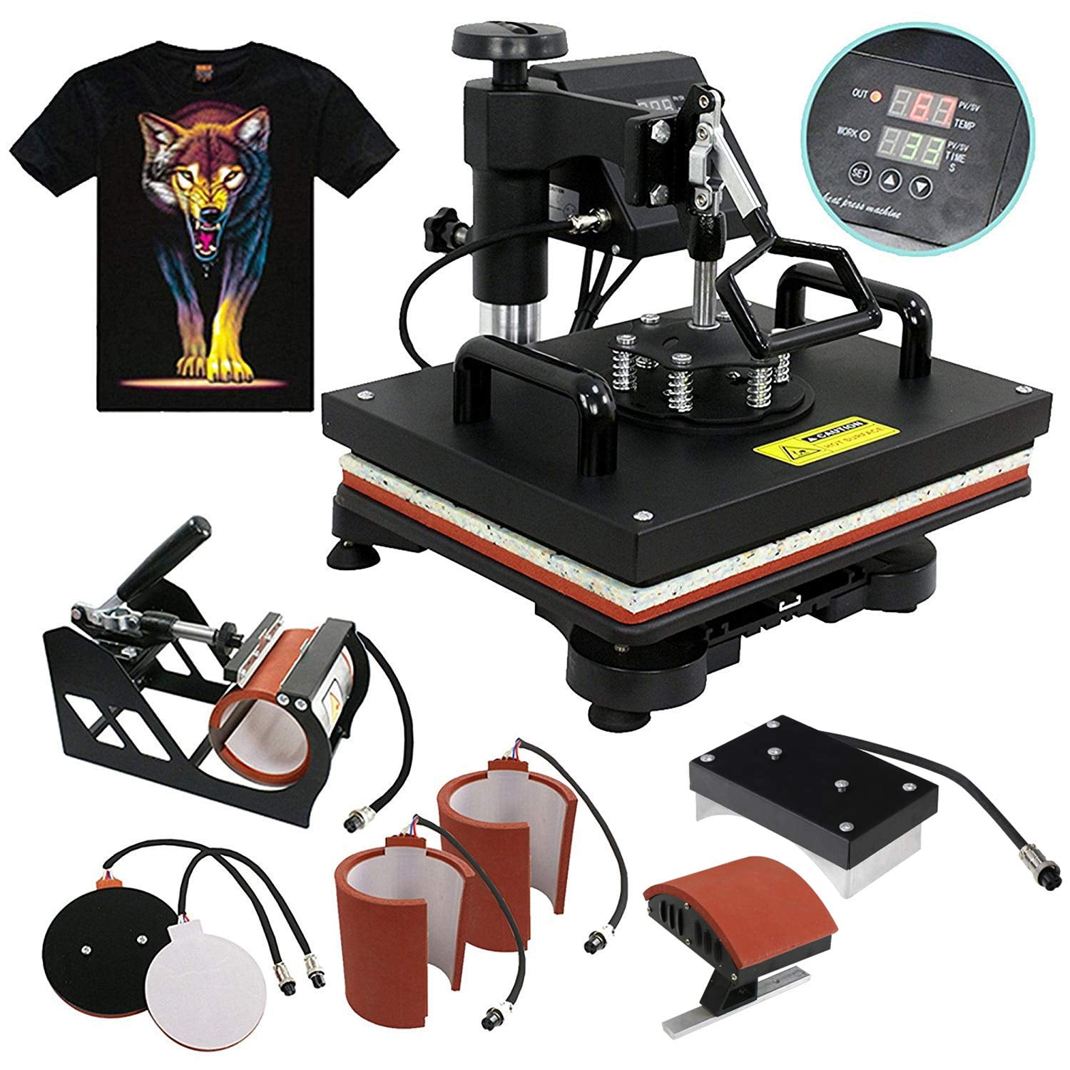 8 in 1 Digital Heat Press Machine Sublimation For T-Shirt/Mug/Plate Hat Printer 