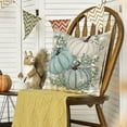 thumbnail image 4 of Sm:)e 18 x 18 Fall Thanksgiving Pillow Cover Buffalo Plaid, Blue Pumpkins Eucalyptus Leaves, 4 of 8